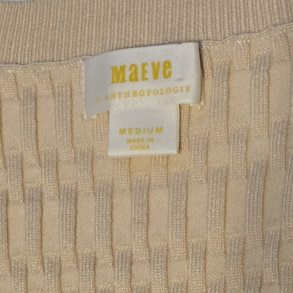 Maeve Anthropologie/Elegant Cream Sheer Sleeve Top/Size Medium - Picture 7 of 9